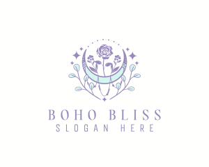 Bohemian Floral Moon logo design