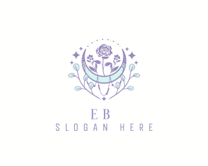 Boho - Bohemian Floral Moon logo design