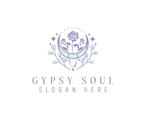 Gypsy - Bohemian Floral Moon logo design