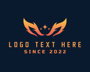 Flying - Fiery Phoenix Wings logo design