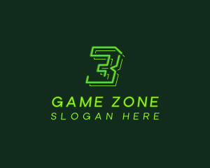 Neon Retro Gaming Number 3 logo design