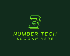 Neon Retro Gaming Number 3 logo design