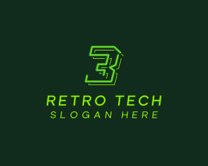 Neon Retro Gaming Number 3 logo design