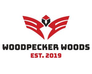 Red Woodpecker Wings logo design