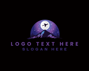 Mountain - Plane Travel Night logo design
