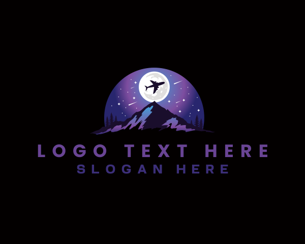 Path - Plane Travel Night logo design