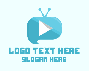 Speech Bubble - Blue Video Player logo design