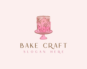 Floral Cake Bake logo design