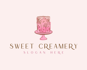 Floral Cake Bake logo design