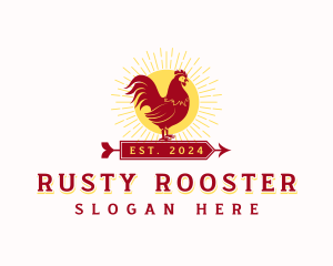 Chicken Rooster Arrow logo design