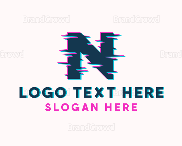 Glitch Technology Letter N Logo