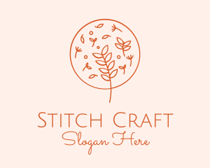 Organic Leaf Embroidery logo design