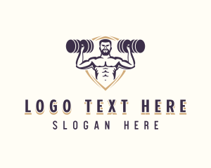 Muscular - Dumbbell Muscle Gym logo design