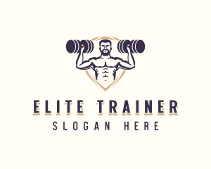 Dumbbell Muscle Gym logo design