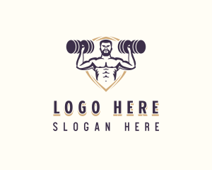 Man - Dumbbell Muscle Gym logo design