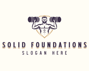 Strong - Dumbbell Muscle Gym logo design