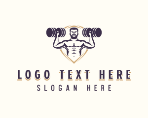 Crossfit - Dumbbell Muscle Gym logo design