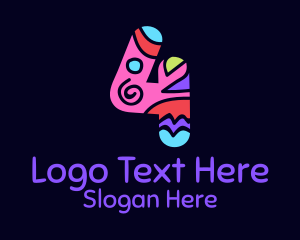Four - Colorful Shapes Number 4 logo design