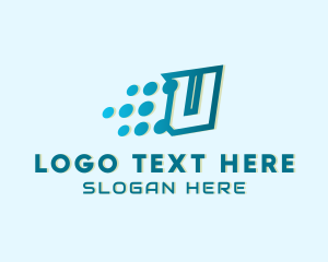 Pixelated - Digital Pixel Letter U logo design