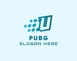 Digital Pixel Letter U Logo