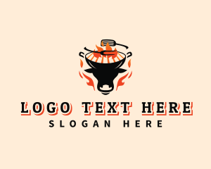Flaming - Beef Grill Barbecue logo design