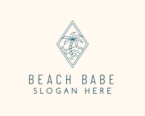 Tropical Beach Tree logo design