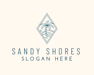 Tropical Beach Tree logo design