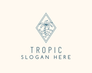 Tropical Beach Tree logo design