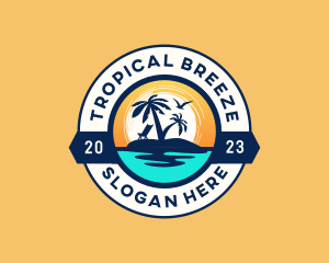 Caribbean - Tropical Island Beach logo design