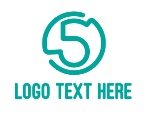 Teal - Round Number 5 logo design