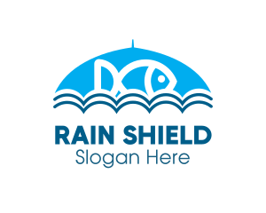 Umbrella - Blue Fish Umbrella logo design