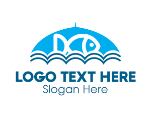 Ocean - Blue Fish Umbrella logo design