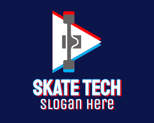 Futuristic Glitch Skateboard  logo design