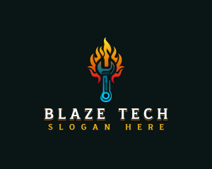 Blazing Fire Wrench logo design