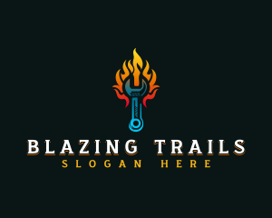 Blazing Fire Wrench logo design