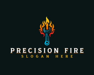 Blazing Fire Wrench logo design