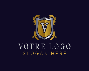 Ornate Monarch Shield Crest Logo
