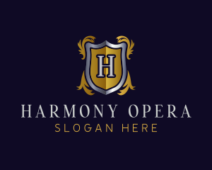 Opera - Ornate Monarch Shield Crest logo design