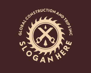 Saw Woodwork Logging Logo