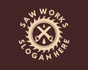 Saw Woodwork Logging logo design