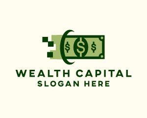 Dollar Cash Pixel logo design