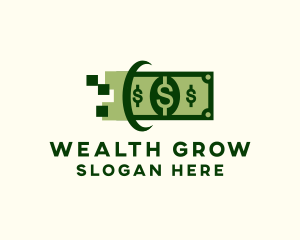 Dollar Cash Pixel logo design