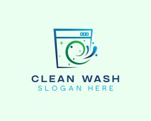 Clean Laundry Washing logo design