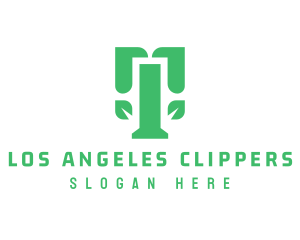 Green Modern T Leaf Logo