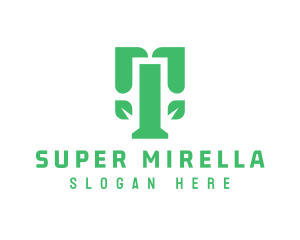 Bold - Green Modern T Leaf logo design