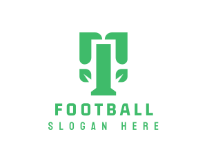 Alphabet - Green Modern T Leaf logo design