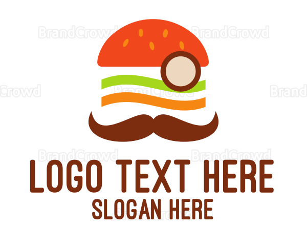 Moustache Burger Sandwich Logo