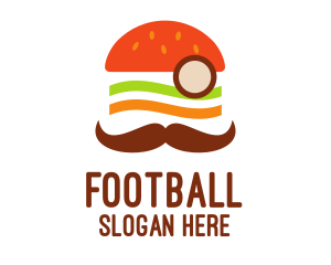 Moustache Burger Sandwich Logo