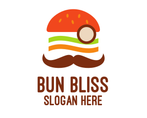 Bun - Moustache Burger Sandwich logo design