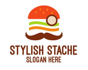 Moustache Burger Sandwich logo design